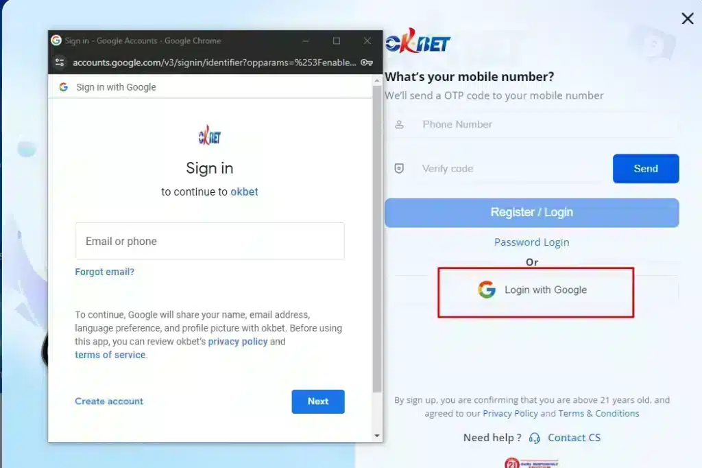 Login at OKBet with your Google Account 1024x682 1